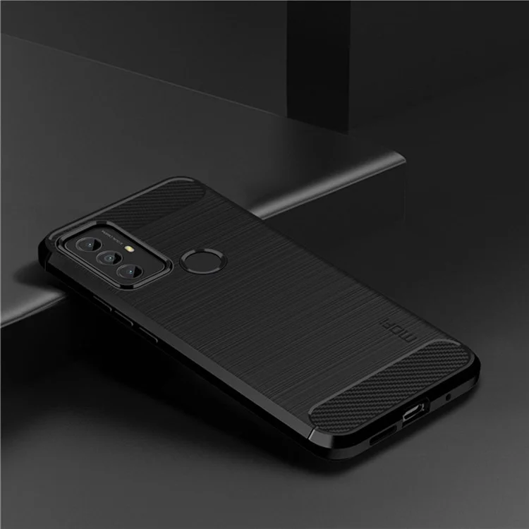 MOFI JK TPU Série-1 TPU Case Para Motorola Moto G Play (2023), Textura de Fibra de Carbono Tampa de Telefone Celular à Prova de Gota Escovada - Preto