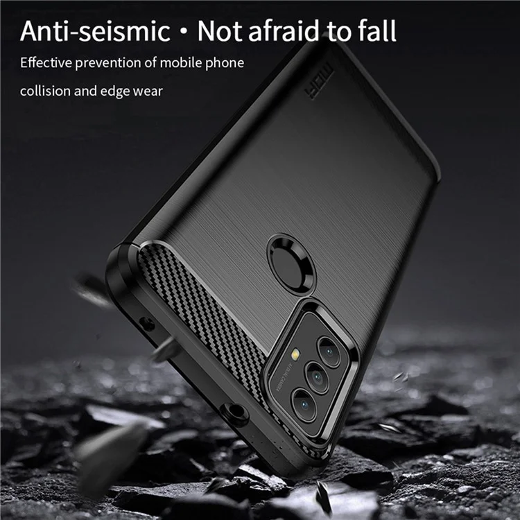 MOFI JK TPU Série-1 TPU Case Para Motorola Moto G Play (2023), Textura de Fibra de Carbono Tampa de Telefone Celular à Prova de Gota Escovada - Preto