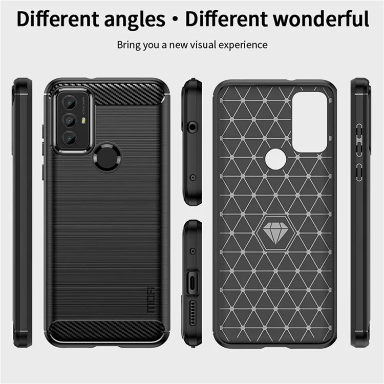 MOFI JK TPU Série-1 TPU Case Para Motorola Moto G Play (2023), Textura de Fibra de Carbono Tampa de Telefone Celular à Prova de Gota Escovada - Preto