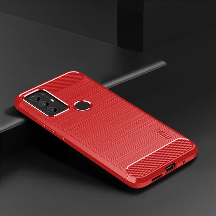 MOFI JK TPU Series-1 TPU Case for Motorola Moto G Play (2023) 4G , Carbon Fiber Texture Brushed Drop-Proof Cell Phone Cover - Red