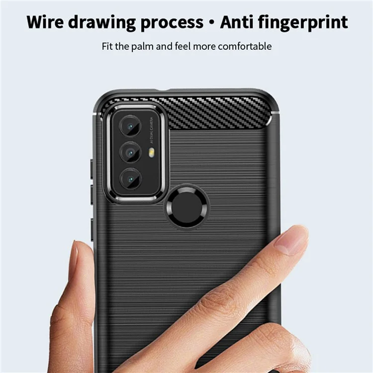 MOFI JK TPU Series-1 TPU Case for Motorola Moto G Play (2023) 4G , Carbon Fiber Texture Brushed Drop-Proof Cell Phone Cover - Red