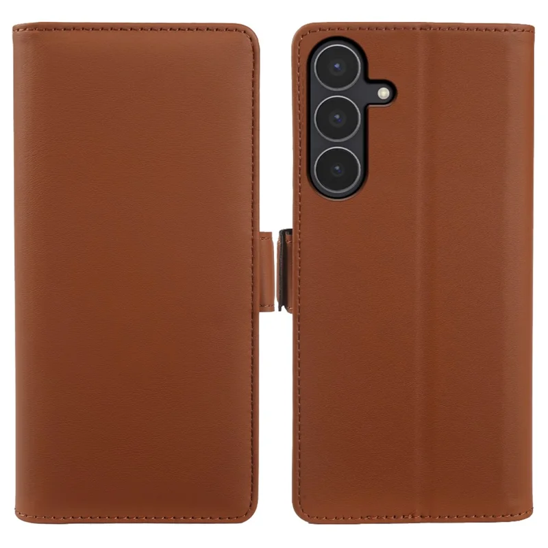 For Samsung Galaxy S25 FE Leather Case Wallet Stand TPU + PU Skin-touch Cover - Brown