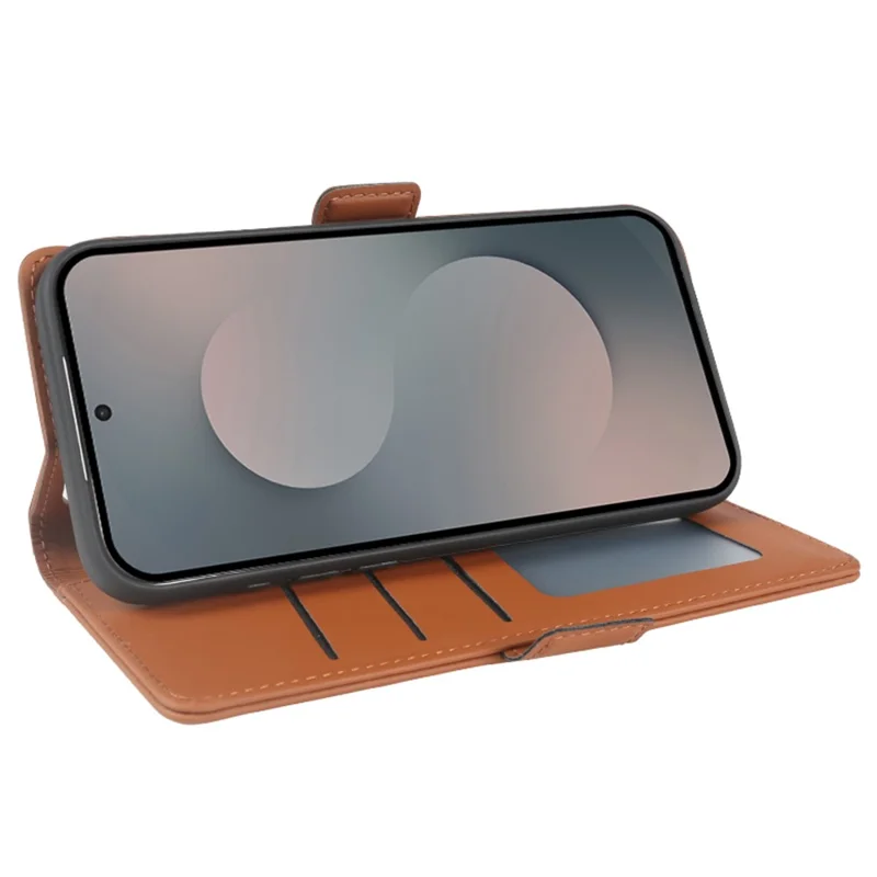 For Samsung Galaxy S25 FE Leather Case Wallet Stand TPU + PU Skin-touch Cover - Brown