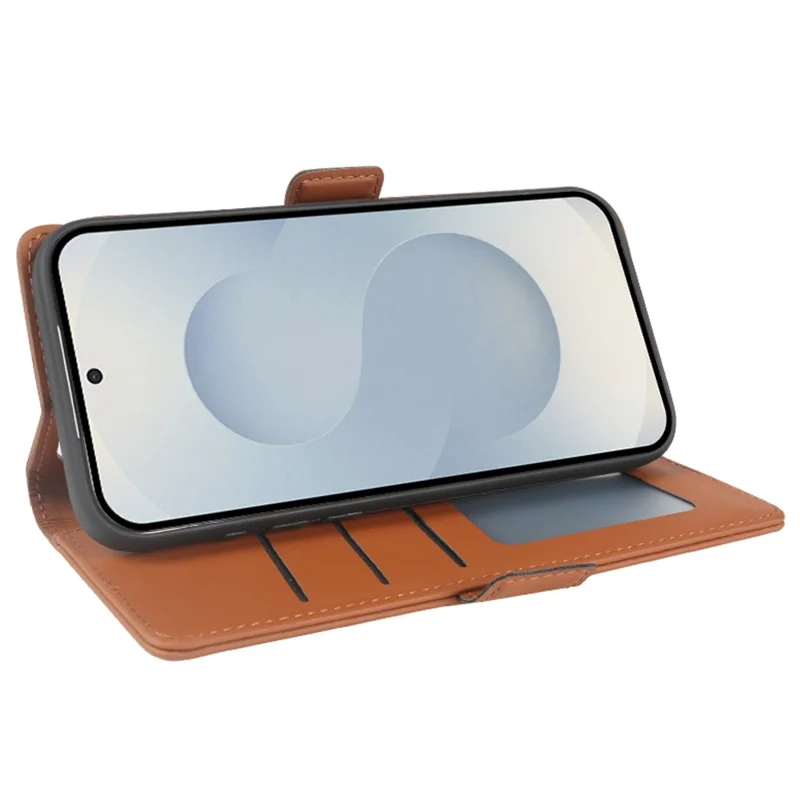For Samsung Galaxy S25+ Leather Case Wallet Stand TPU + PU Skin-touch Cover - Brown