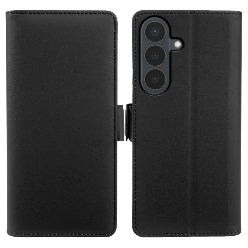 For Samsung Galaxy S26+ Leather Case Wallet Stand TPU + PU Skin-touch Cover - Black