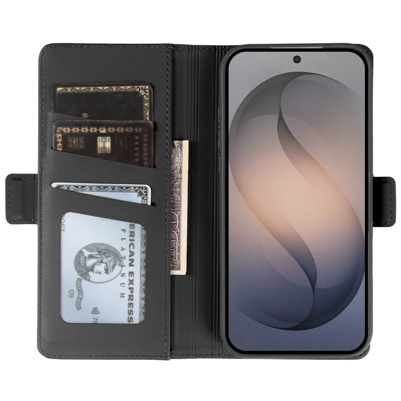 For Samsung Galaxy S26+ Leather Case Wallet Stand TPU + PU Skin-touch Cover - Black