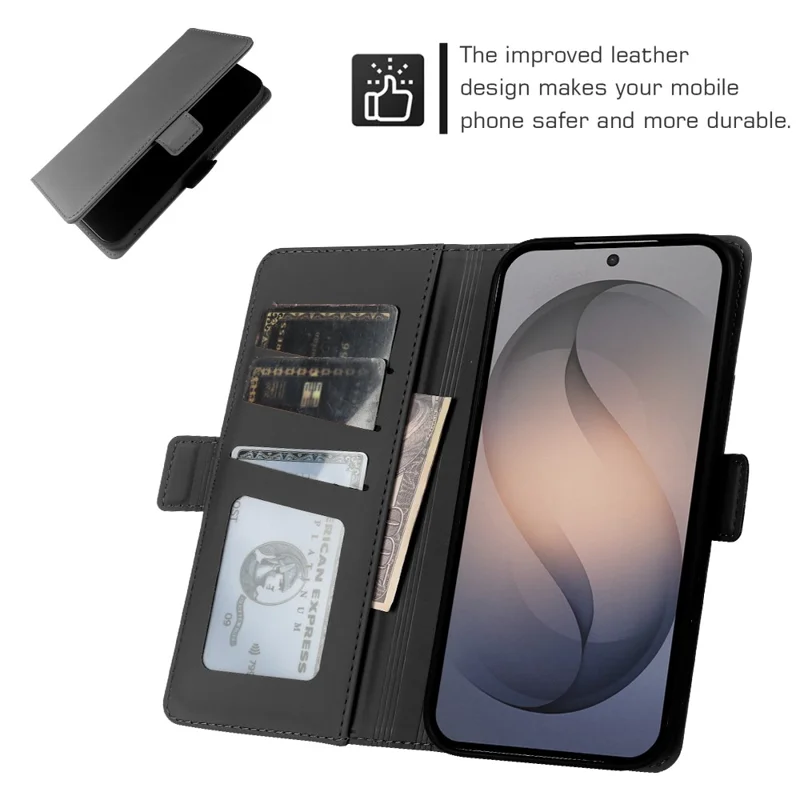 For Samsung Galaxy S26+ Leather Case Wallet Stand TPU + PU Skin-touch Cover - Black