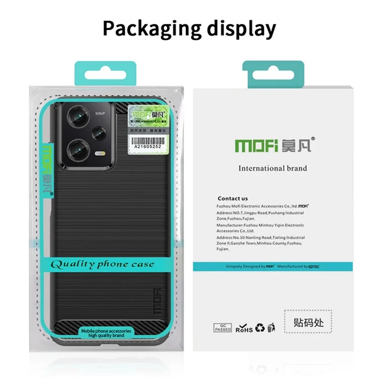 MOFI JK TPU Serie-1 para Xiaomi Redmi Note 12 Pro+ 5G Textura de Fibra de Carbono Funda Flexible de TPU Anti-Arañazos Cubierta Trasera de Teléfono Cepillada - Negro