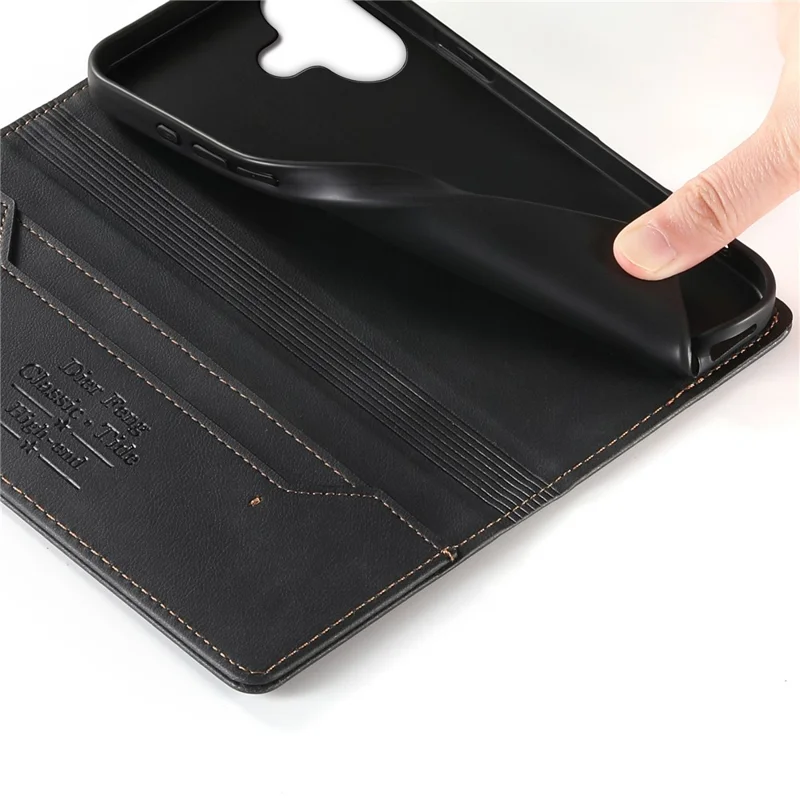 DIERFENG DF-019 for iPhone 17 Leather Wallet Case Card Slots RFID Blocking Magnetic Flip Cover - Black