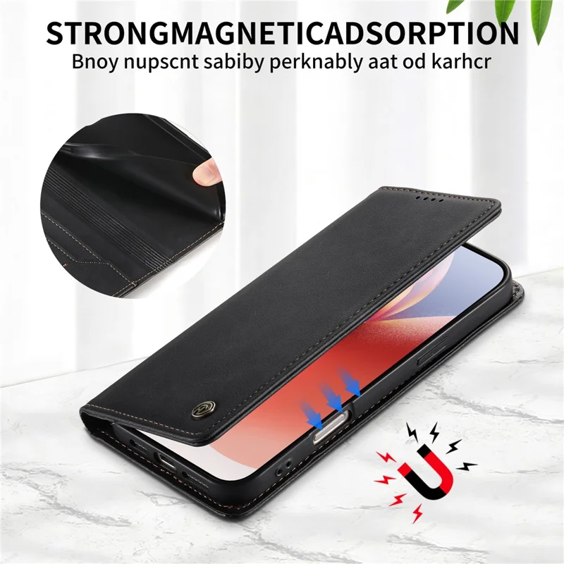 DIERFENG DF-019 for iPhone 17 Pro Leather Wallet Case Card Slots RFID Blocking Magnetic Flip Cover - Black