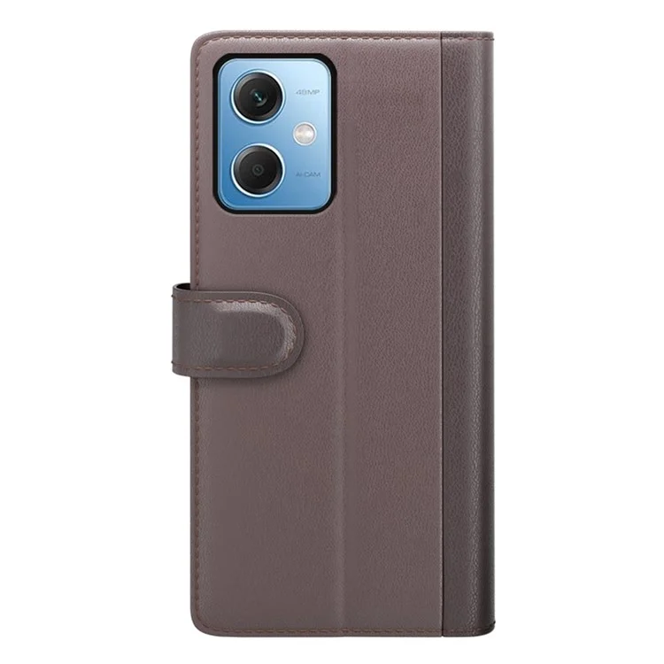 Pour Xiaomi Redmi Note 12 5G Protection Complète Folio Flip Portefeuille Véritable Couvercle de Téléphone en Cuir Divisé - Brun