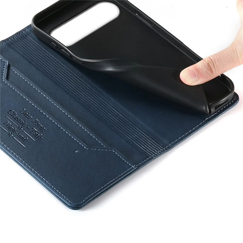 DIERFENG DF-019 für Google Pixel 10 Pro XL Ledertasche Mit Magnetklappe und Kartensteckplätzen RFID-Schutz – Blau