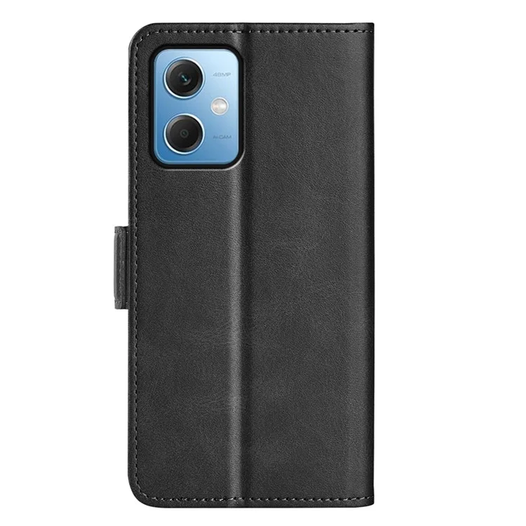 Per Xiaomi Redmi Nota 12 5G Shock Affronta Shock Dual Magnetic Class PU Stand Pelle Telefono Texture Texture Follio Flip Phone Cover - Nero