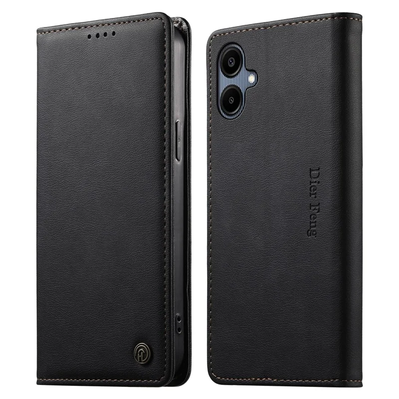 DIERFENG DF-019 for Samsung Galaxy A07 4G  /  A07 5G  Leather Wallet Case Magnetic Flip Cover with Card Slots RFID Blocking - Black