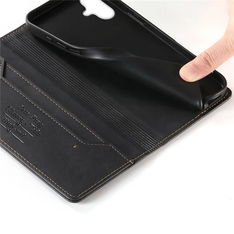 DIERFENG DF-019 for Samsung Galaxy A07 4G  /  A07 5G  Leather Wallet Case Magnetic Flip Cover with Card Slots RFID Blocking - Black