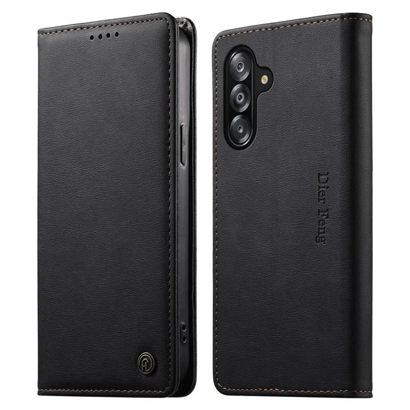DIERFENG DF-019 for Samsung Galaxy A26 5G Leather Wallet Case Magnetic Flip Cover with Card Slots RFID Blocking - Black