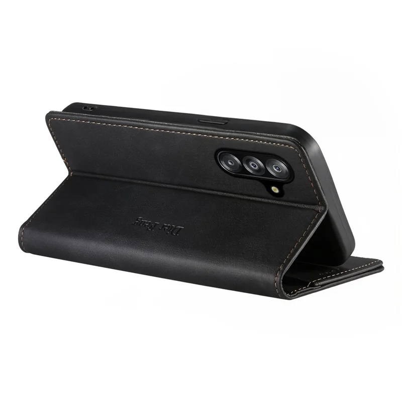 DIERFENG DF-019 til Samsung Galaxy A16 4G / A16 5G Læder Wallet Case Magnetisk Flip Cover med Kortslotte RFID-blokerende - Sort