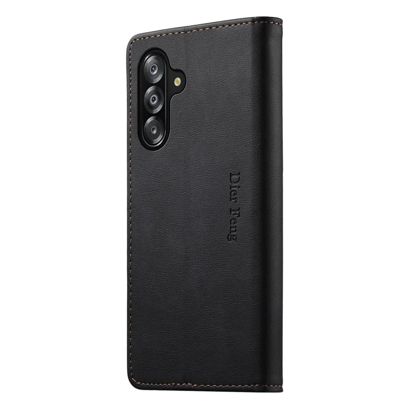DIERFENG DF-019 til Samsung Galaxy A16 4G / A16 5G Læder Wallet Case Magnetisk Flip Cover med Kortslotte RFID-blokerende - Sort