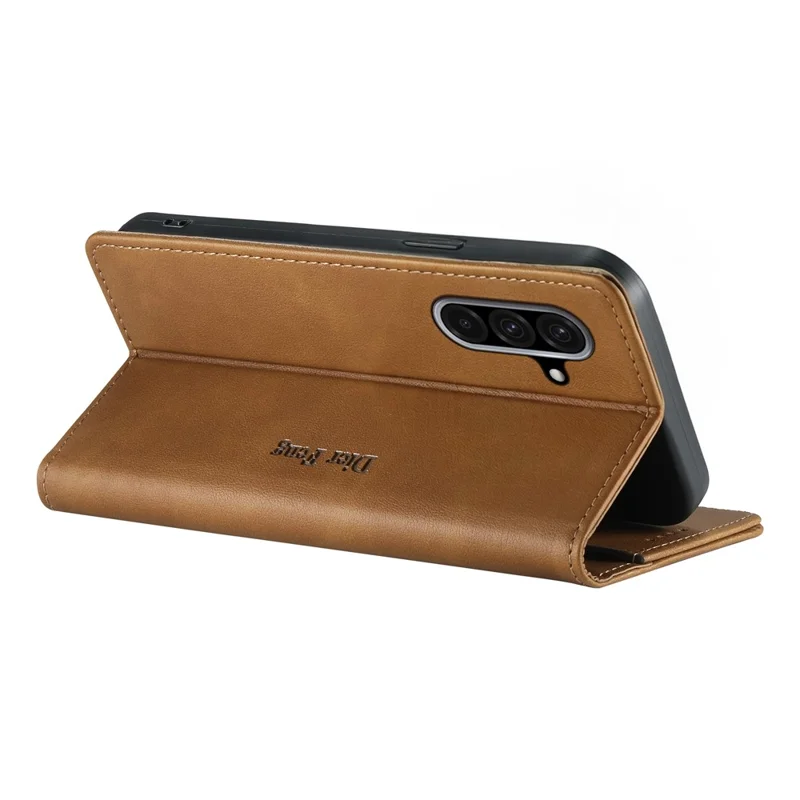 DIERFENG DF-019 for Samsung Galaxy A36 5G Leather Wallet Case Magnetic Flip Cover with Card Slots RFID Blocking - Light Brown