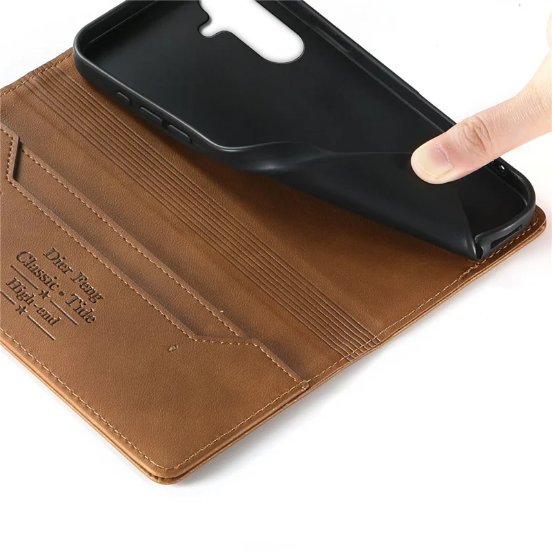 DIERFENG DF-019 for Samsung Galaxy A36 5G Leather Wallet Case Magnetic Flip Cover with Card Slots RFID Blocking - Light Brown