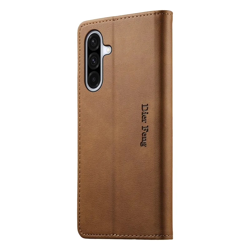DIERFENG DF-019 for Samsung Galaxy A36 5G Leather Wallet Case Magnetic Flip Cover with Card Slots RFID Blocking - Light Brown
