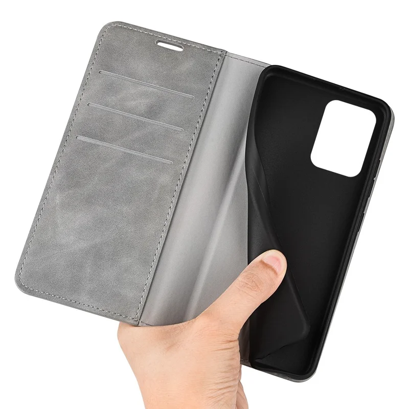 Capa de Telemóvel com Toque Suave para Xiaomi Redmi Note 12 5G (Global) / (Índia) / (China) / Poco X5 5G, Capa Carteira com Fecho Magnético Automático, Suporte em Couro PU, Cinzento