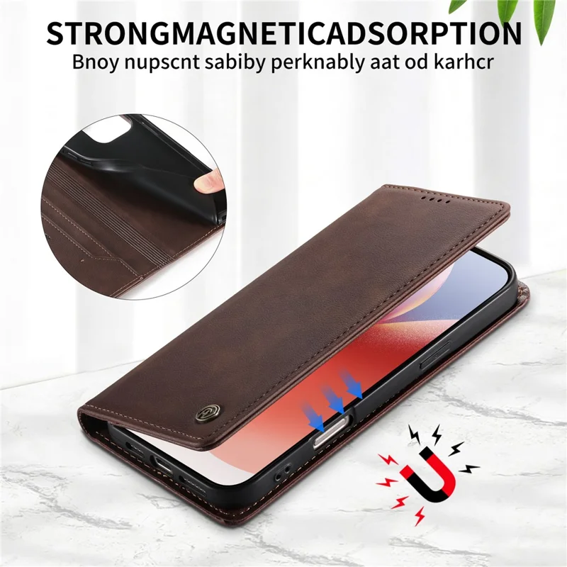 DIERFENG DF-019 for Samsung Galaxy A57 5G Leather Wallet Case Magnetic Flip Cover with Card Slots RFID Blocking - Dark Brown