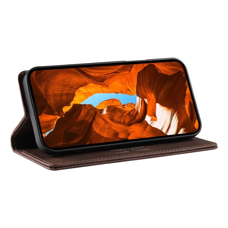 DIERFENG DF-019 for Samsung Galaxy S25 Edge Leather Wallet Case Magnetic Flip Cover with Card Slots RFID Blocking - Dark Brown