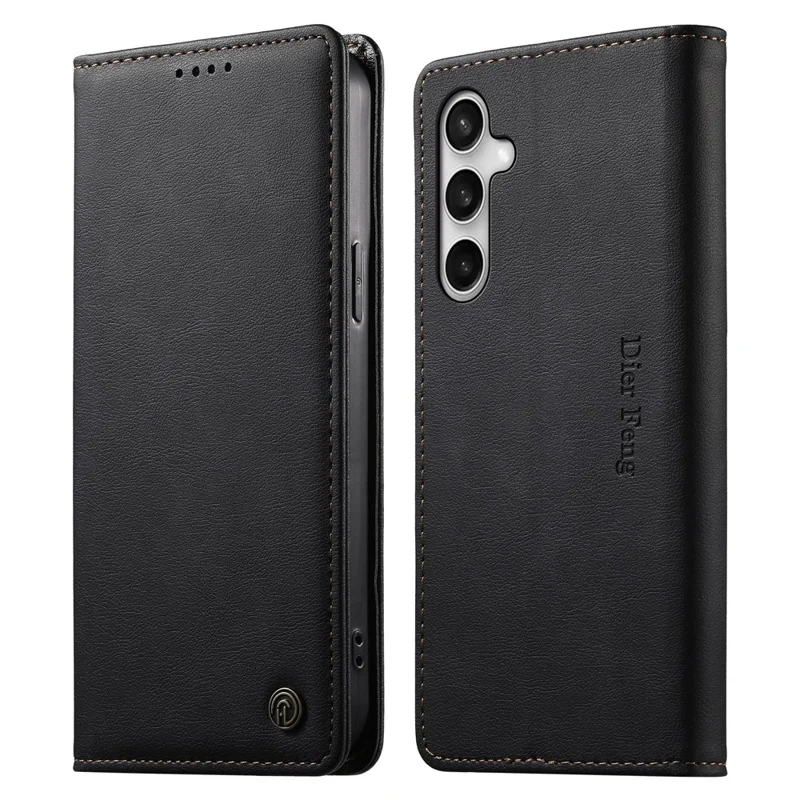 DIERFENG DF-019 para Samsung Galaxy S25 FE Funda de Cuero con Cartera y Tapas Magnéticas con Ranuras para Tarjetas y Bloqueo RFID - Negro