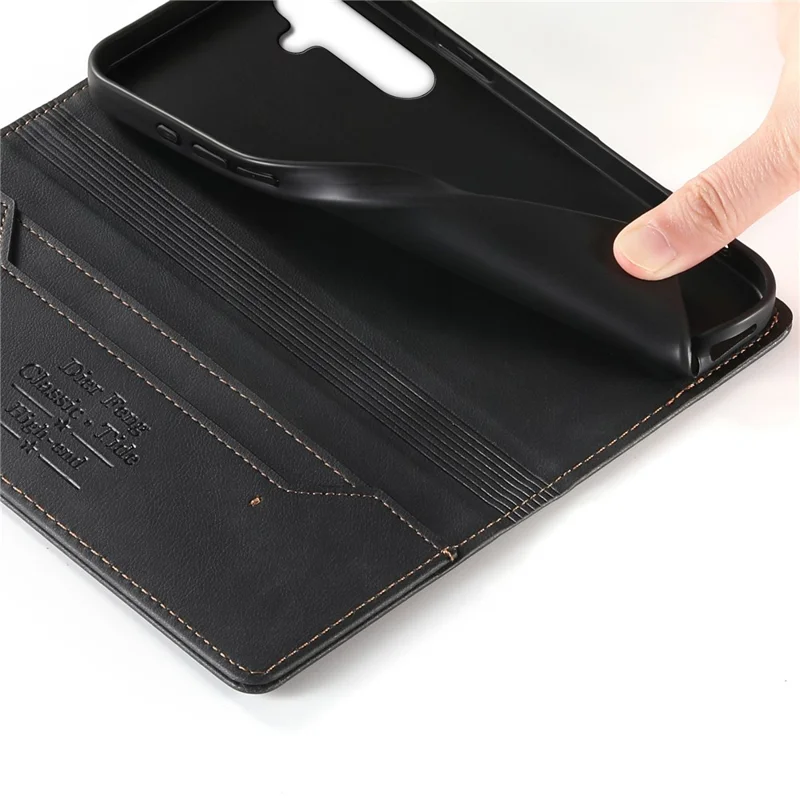 DIERFENG DF-019 para Samsung Galaxy S25 FE Funda de Cuero con Cartera y Tapas Magnéticas con Ranuras para Tarjetas y Bloqueo RFID - Negro
