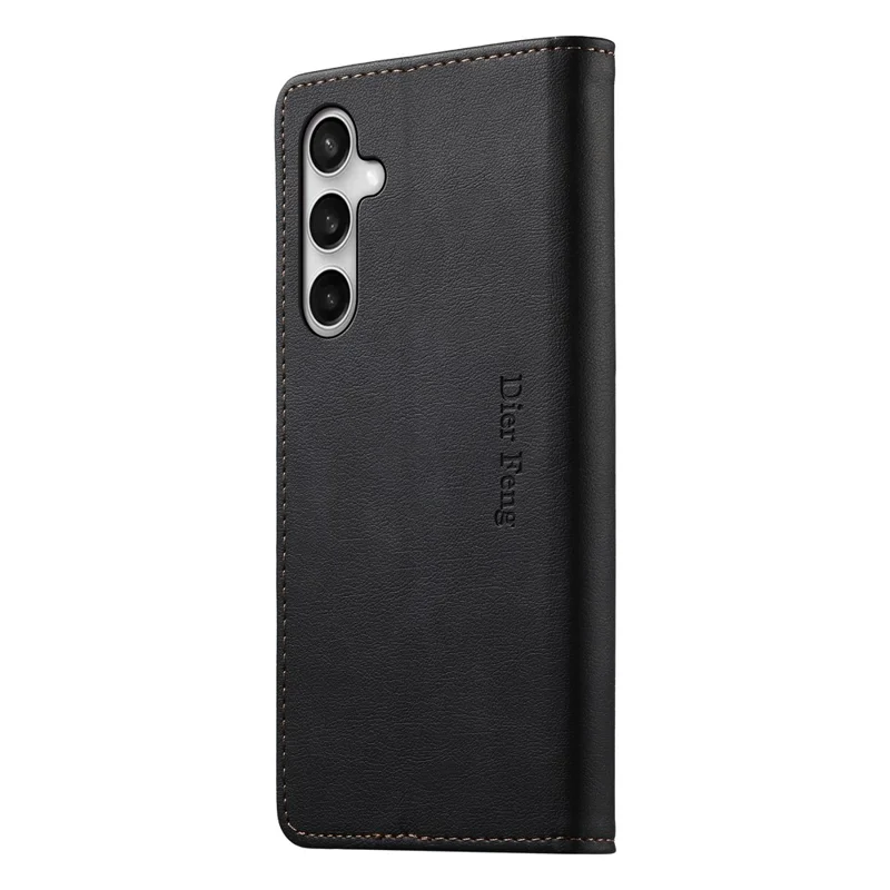 DIERFENG DF-019 para Samsung Galaxy S25 FE Funda de Cuero con Cartera y Tapas Magnéticas con Ranuras para Tarjetas y Bloqueo RFID - Negro