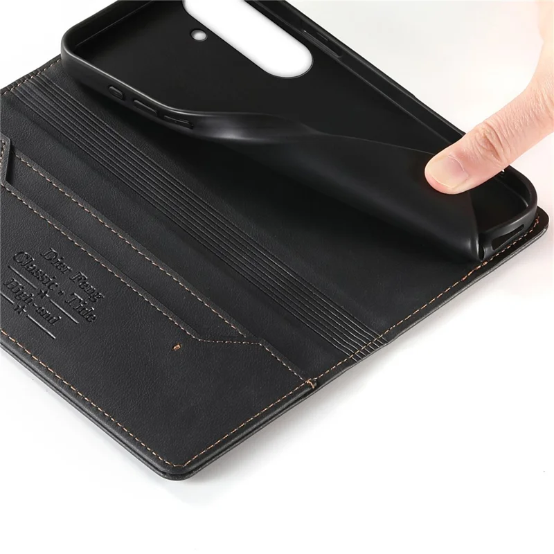 DIERFENG DF-019 for Samsung Galaxy S26+ Leather Wallet Case Magnetic Flip Cover with Card Slots RFID Blocking - Black