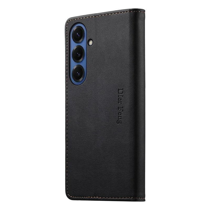 DIERFENG DF-019 for Samsung Galaxy S26+ Leather Wallet Case Magnetic Flip Cover with Card Slots RFID Blocking - Black