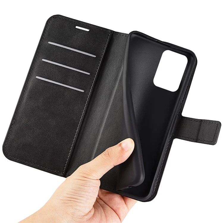 Cell Phone Cover For Xiaomi Redmi Note 12 5G (Global) / (India) / (China) / Poco X5 5G PU Leather Calf Texture Stand Wallet Magnetic Flip Phone Case - Black
