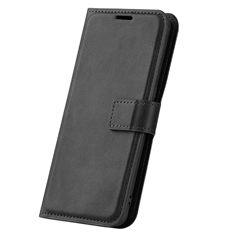 Cell Phone Cover For Xiaomi Redmi Note 12 5G (Global) / (India) / (China) / Poco X5 5G PU Leather Calf Texture Stand Wallet Magnetic Flip Phone Case - Black