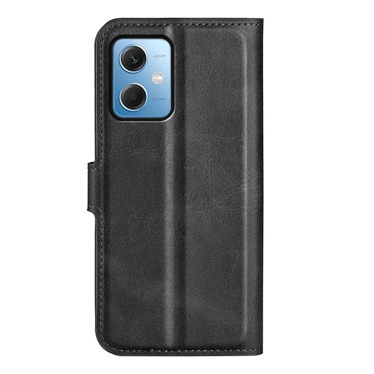 Cell Phone Cover For Xiaomi Redmi Note 12 5G (Global) / (India) / (China) / Poco X5 5G PU Leather Calf Texture Stand Wallet Magnetic Flip Phone Case - Black