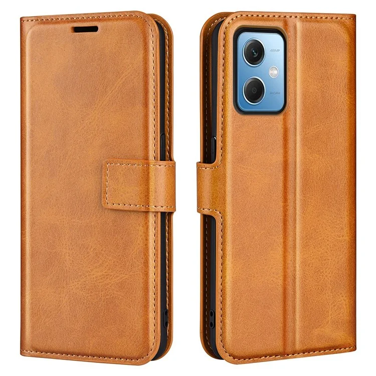 Cubierta Del Teléfono Celular Para Xiaomi Redmi Note 12 5G, PU Leather Toced de Textura de Terneros Flip Magnety Flip Case - Amarillo