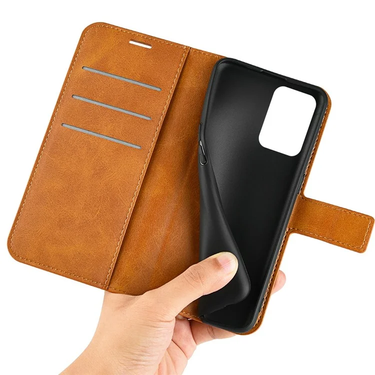 Cubierta Del Teléfono Celular Para Xiaomi Redmi Note 12 5G, PU Leather Toced de Textura de Terneros Flip Magnety Flip Case - Amarillo