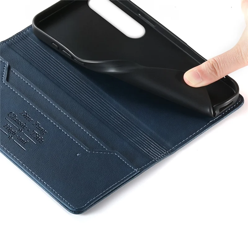 DIERFENG DF-019 for Sony Xperia 1 VII Leather Wallet Case Magnetic Flip Cover with Card Slots RFID Blocking - Blue