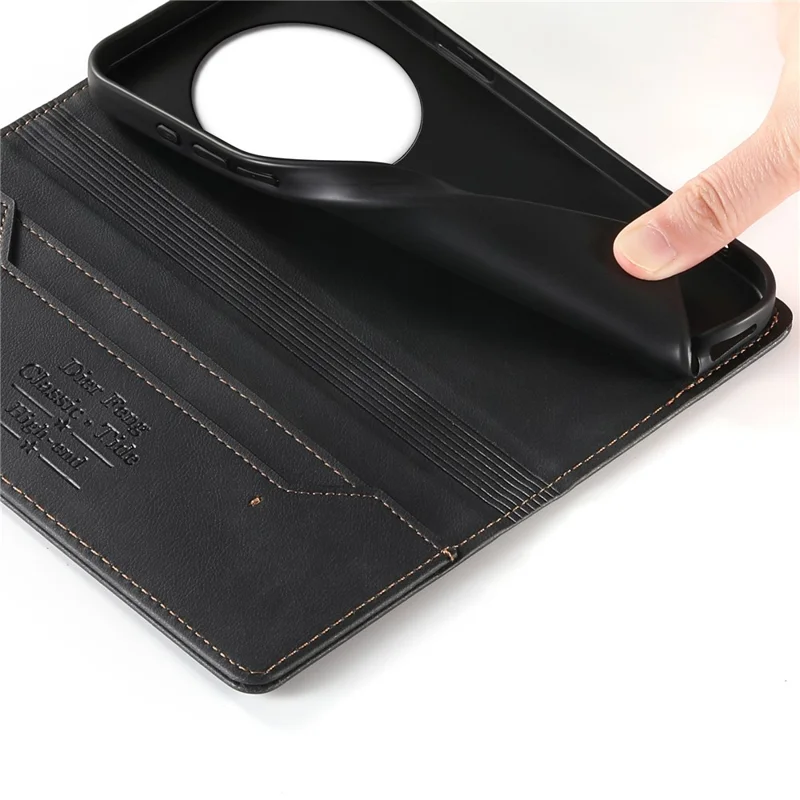 DIERFENG DF-019 for Xiaomi Poco C75 4G  /  Redmi 14R 5G  /  14C 4G Leather Wallet Case Magnetic Flip Cover with Card Slots RFID Blocking - Black