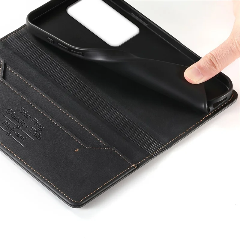DIERFENG DF-019 for Xiaomi Redmi 15 4G (EU) (171mm) Leather Wallet Case Magnetic Flip Cover with Card Slots RFID Blocking - Black