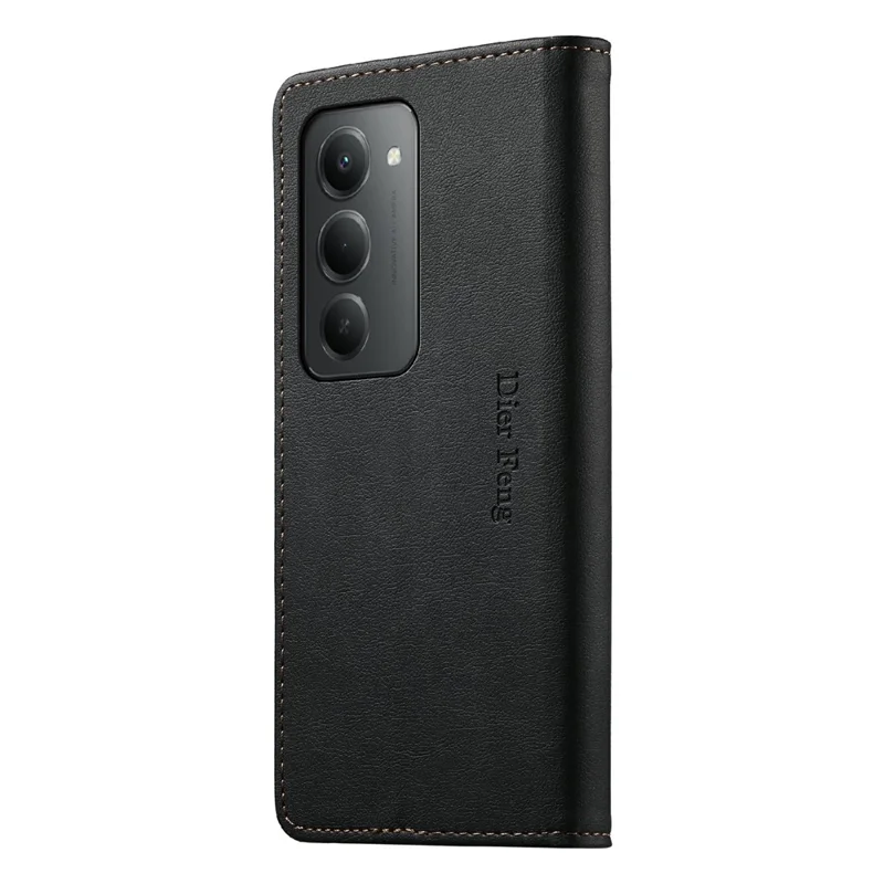DIERFENG DF-019 for Xiaomi Redmi 15 5G (Global) (169mm) Leather Wallet Case Card Slots RFID Blocking Magnetic Flip Cover - Black