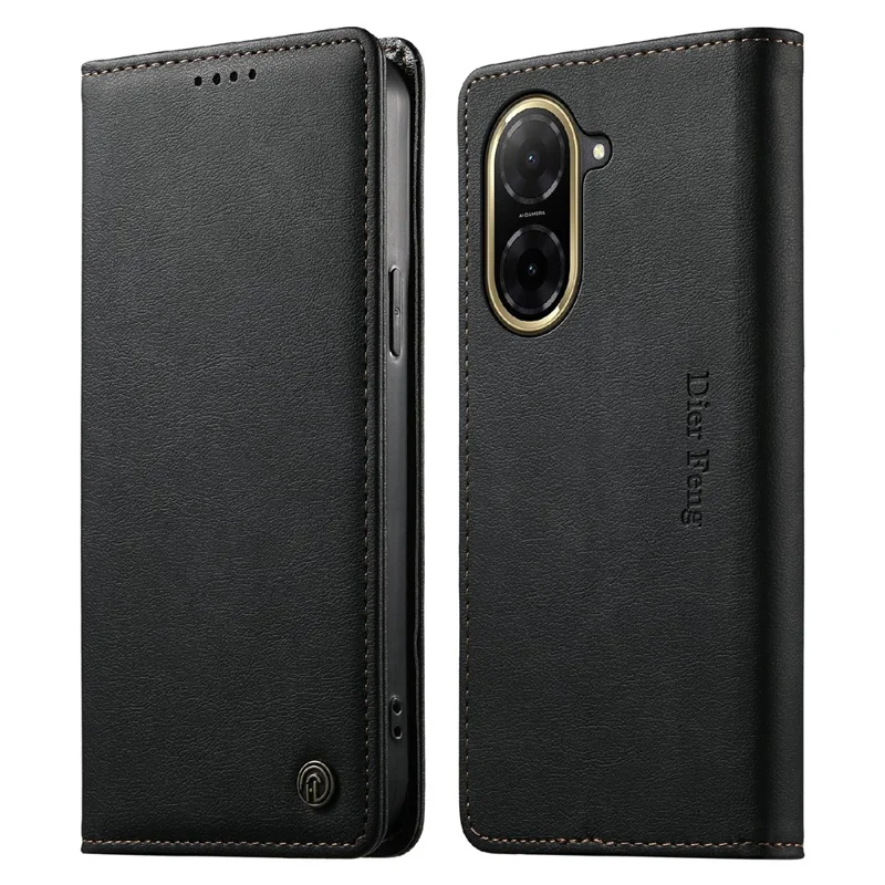 DIERFENG DF-019 for Xiaomi Redmi A5 4G (171.7mm) Leather Wallet Case Card Slots RFID Blocking Magnetic Flip Cover - Black