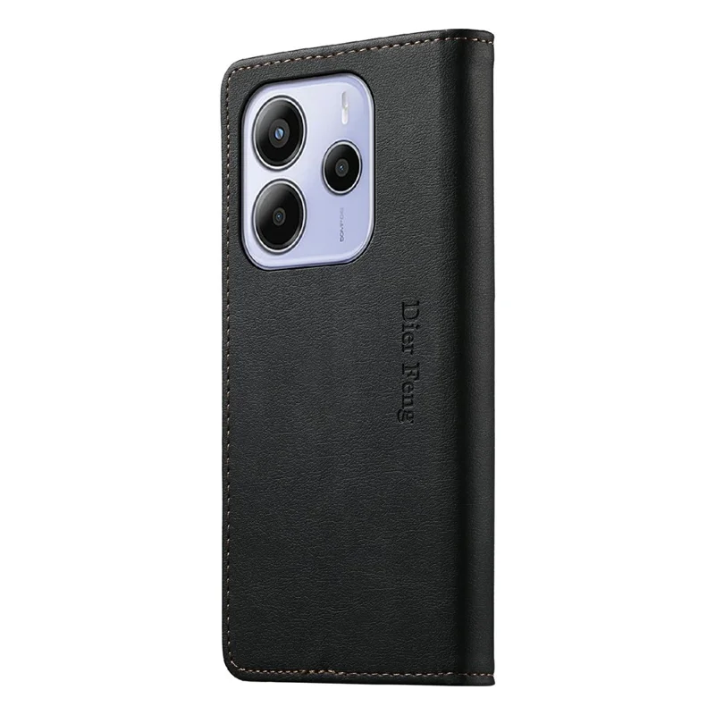 DIERFENG DF-019 for Xiaomi Redmi Note 14 4G (164.84mm) Leather Wallet Case Card Slots RFID Blocking Magnetic Flip Cover - Black