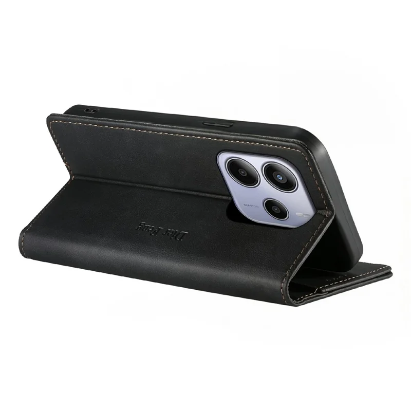 DIERFENG DF-019 for Xiaomi Redmi Note 14 4G (164.84mm) Leather Wallet Case Card Slots RFID Blocking Magnetic Flip Cover - Black