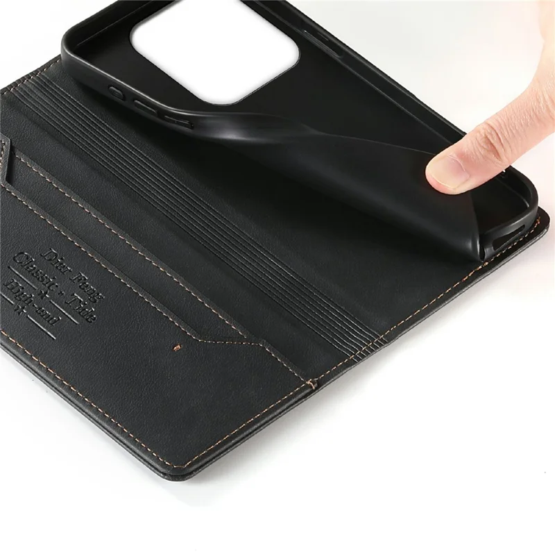 DIERFENG DF-019 for Xiaomi Redmi Note 14 4G (164.84mm) Leather Wallet Case Card Slots RFID Blocking Magnetic Flip Cover - Black