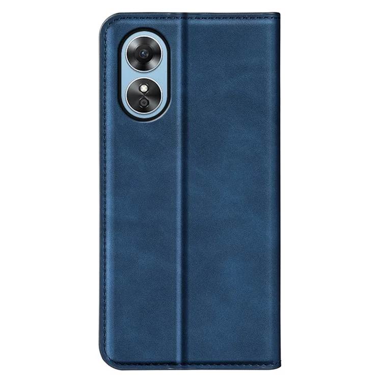 Pour Oppo A17 4G Flip Magnetic Auto-absorbed Portefeuille Couverture de Peau de Peau pu le Cuir Folio Stand du Support - Bleu