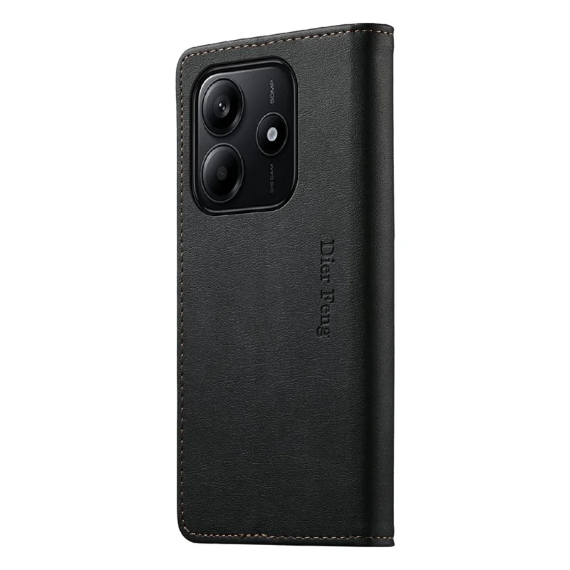 DIERFENG DF-019 for Xiaomi Redmi Note 14 5G Leather Wallet Case Card Slots RFID Blocking Magnetic Flip Cover - Black