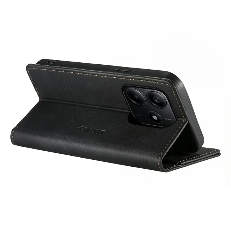 DIERFENG DF-019 for Xiaomi Redmi Note 14 5G Leather Wallet Case Card Slots RFID Blocking Magnetic Flip Cover - Black