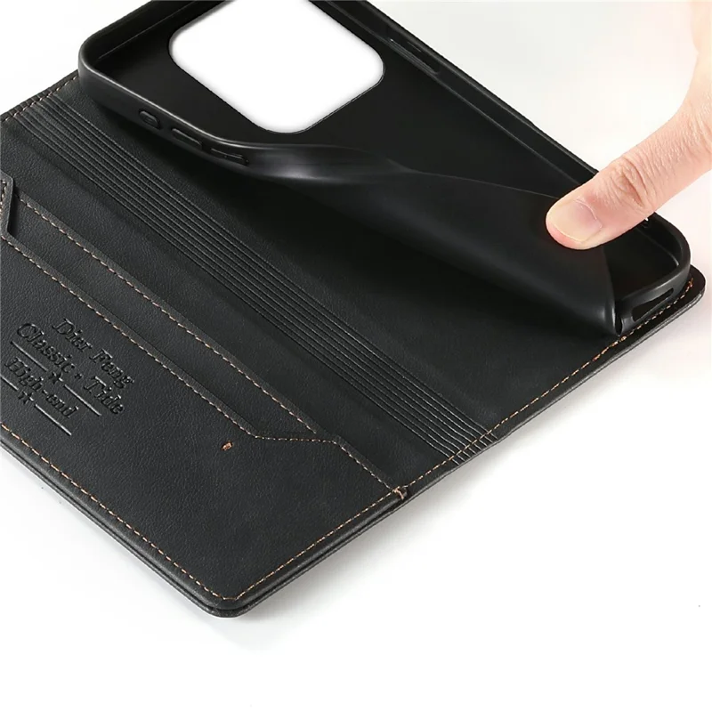 DIERFENG DF-019 for Xiaomi Redmi Note 14 5G Leather Wallet Case Card Slots RFID Blocking Magnetic Flip Cover - Black
